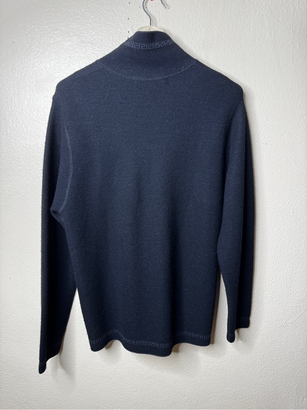 Versace Jacket Couture Men’s Large Black Gray Knit Full Zip Sweater Pockets - Picture 8 of 8